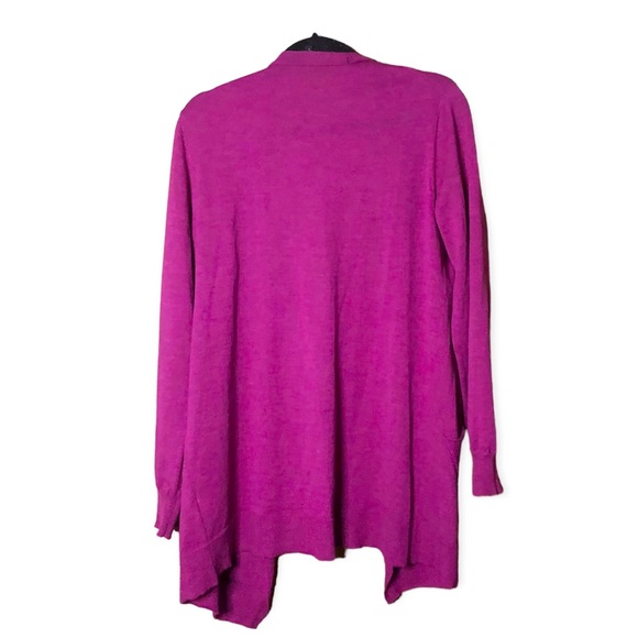 Eileen Fisher Magenta Wool Open Front Cardigan - Picture 2 of 8